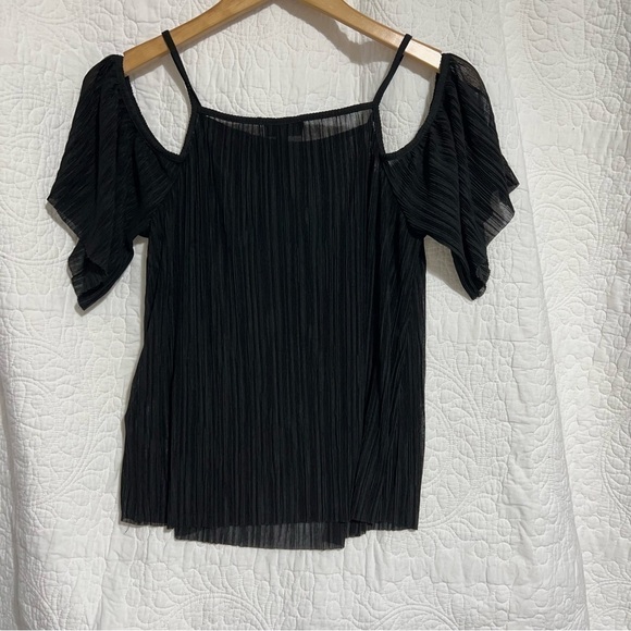TOPSHOP Womens Black Pleated Off Shoulder Crop Top, Size 6, -#325 - Picture 5 of 9